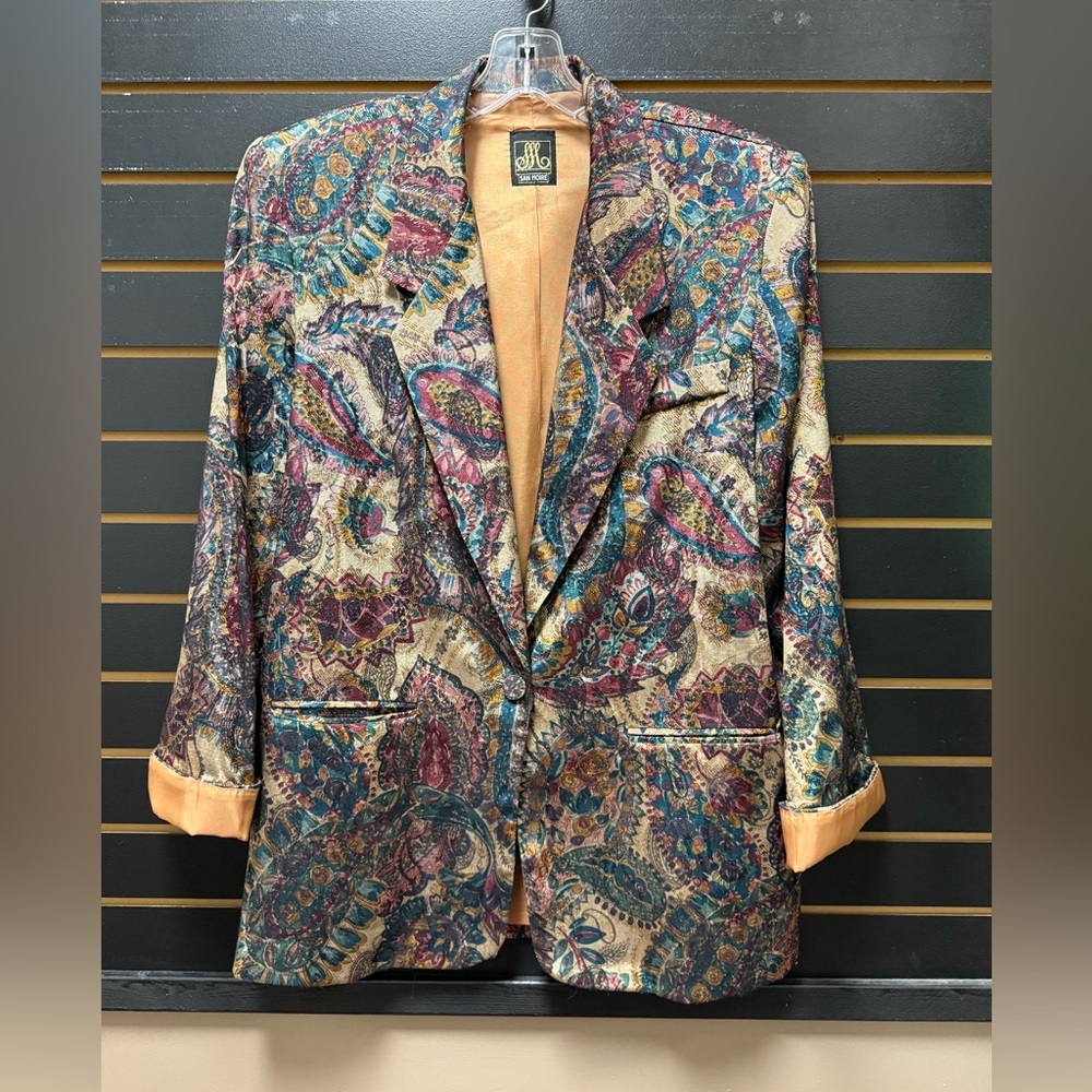 Vintage San Moiré Tapestry Blazer Size 12 USA